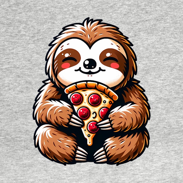 Cute Sloth with a Slice of Pizza by dukito